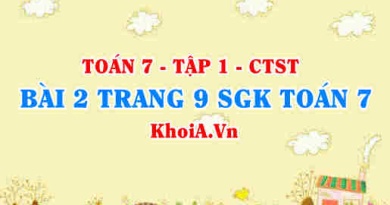 Bài 2 trang 9 SGK Toán 7 tập 1 Chân trời sáng tạo